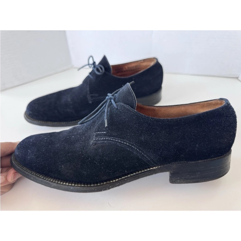 Lotus Of England Blue Suede Lace Up Oxford Shoes Mens Size 7.5